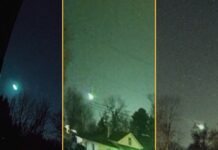 Швидкий фрагмент комети вибухає у формі зеленої кулі над Великими озерами